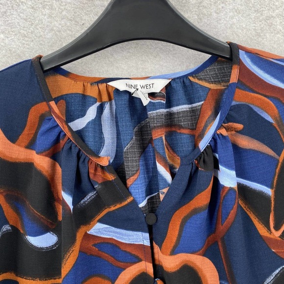 Nine West Blouse Womens XXL Button Up Geometric Career Flowy Top - Picture 8 of 16